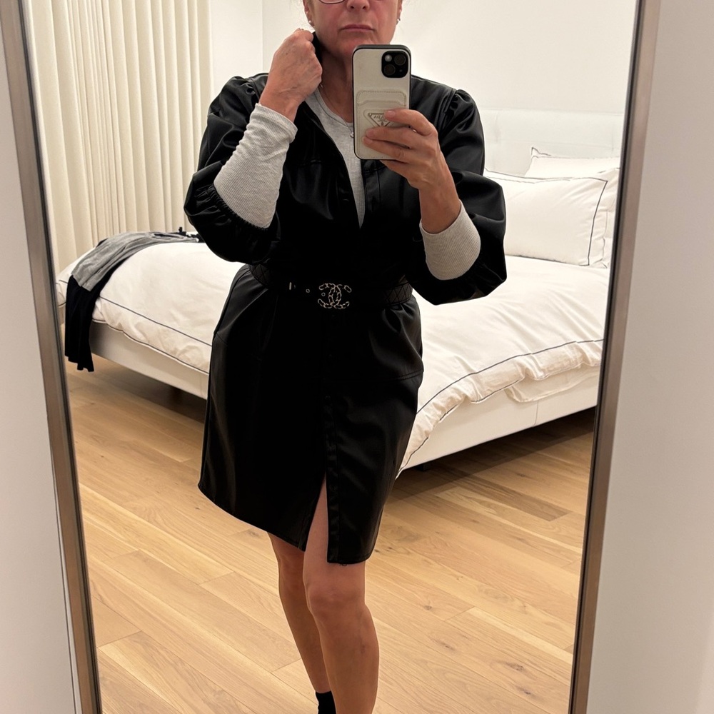 7 For All Mankind Black Leather dress